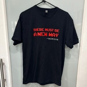 Men's Band Tee Morgxn Lyrics "There Must Be a New Way" Black Sz XL